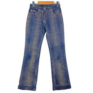 Peter Golding Womens Original Stretch Denim O78 Cuffed Gold Snake Skin US 6